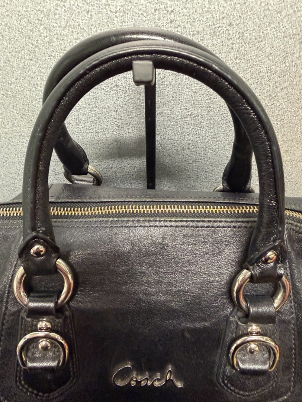 Coach Ashley Leather Satchel F15445 Black Shoulder Bag - Picture 3 of 15
